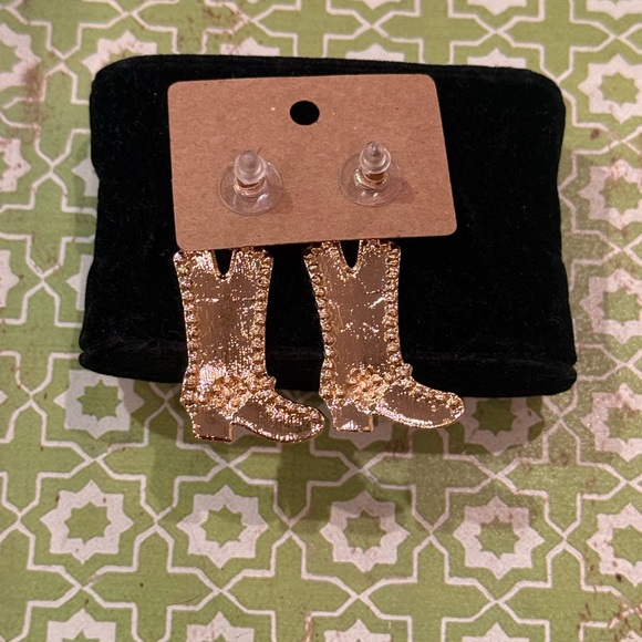 Western Core White Cowboy Boot Statement Earrings Pearl & Blue Crystal Starburst - Picture 3 of 12